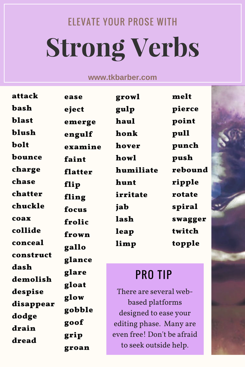 strong verbs list for writing